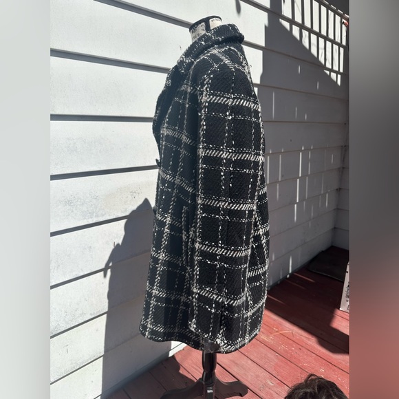 Sam Edelman Plaid Double Breasted Coat in Black/White Plaid•Size XL• NWT - Picture 5 of 8